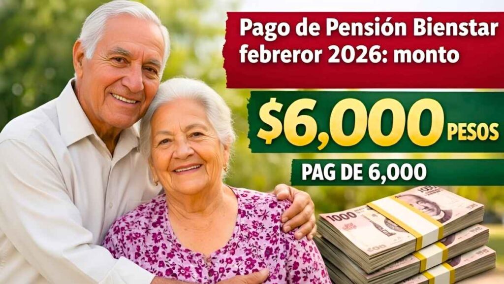 Pago de Pensión Bienestar febrero 2026 monto actualizado de 6,000 pesos